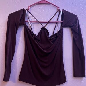 SHEIN Chocolate Brown Long-sleeve Top